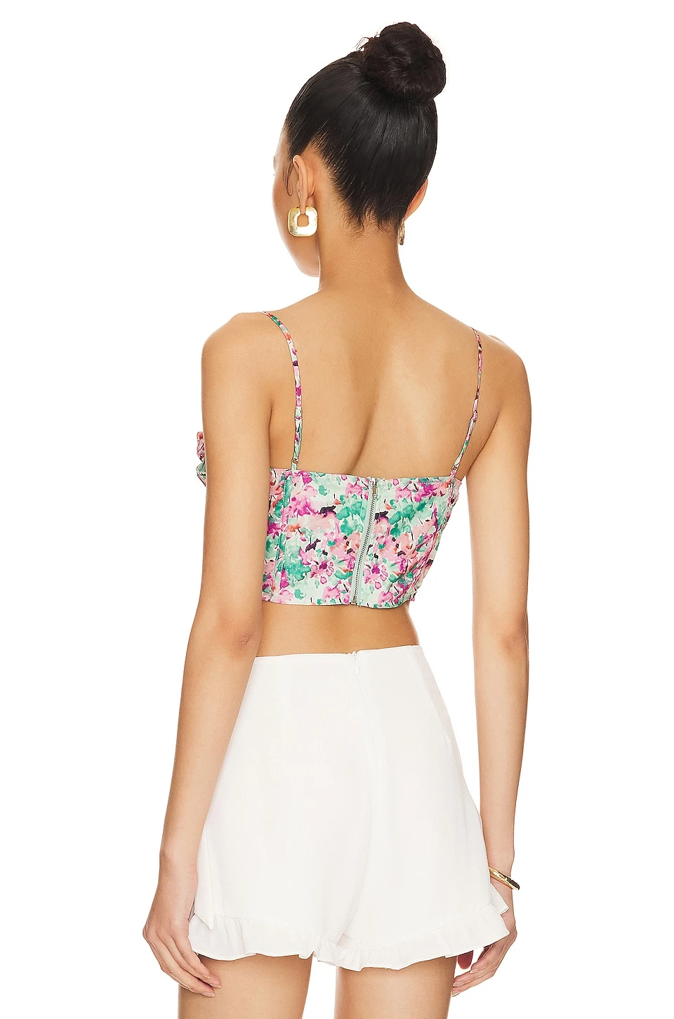 Melinda Drape Bustier Top Green Floral 3 Melinda Drape Bustier Top Green Floral - Image 3