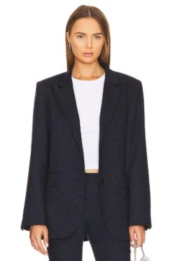 Carolyn Jacket Navy Blue Pinstripe