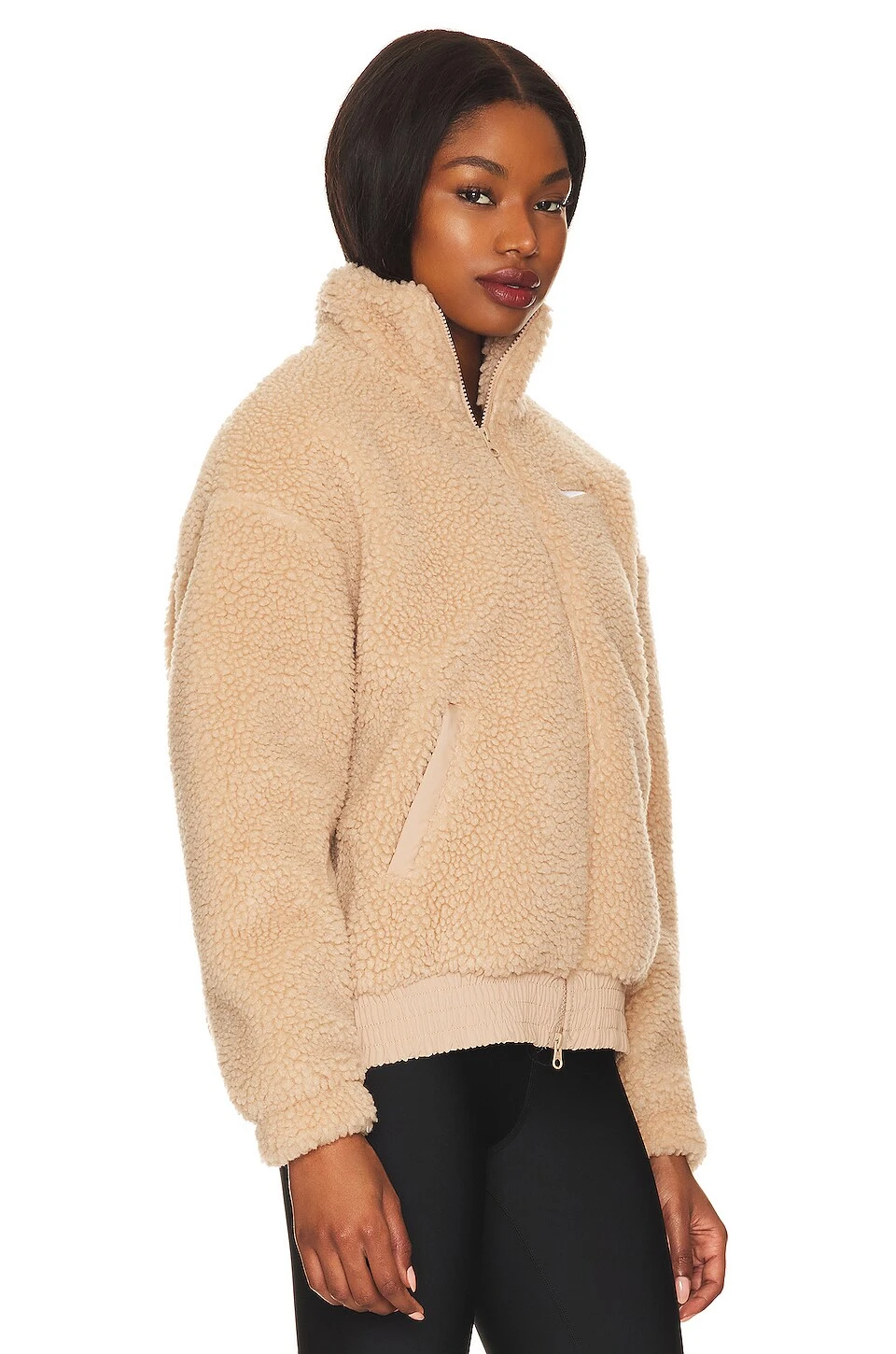 Nike NSW Swoosh Plush Jacket Hemp & White 3 Nike NSW Swoosh Plush Jacket Hemp & White - Image 3