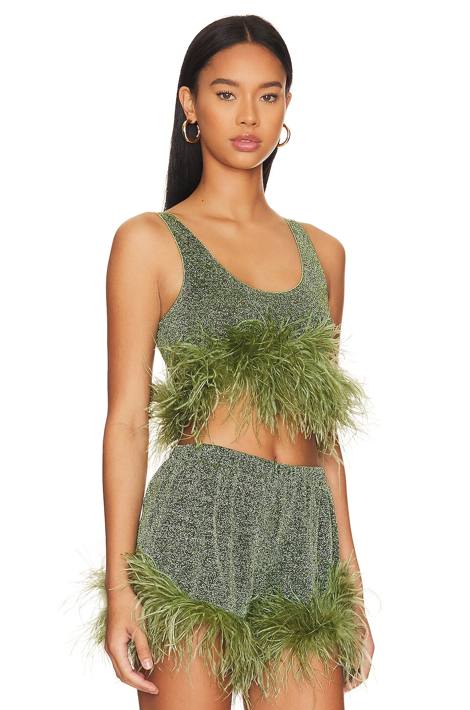 OSEREE Lumiere Plumage Top Green 2 OSEREE Lumiere Plumage Top Green - Image 2