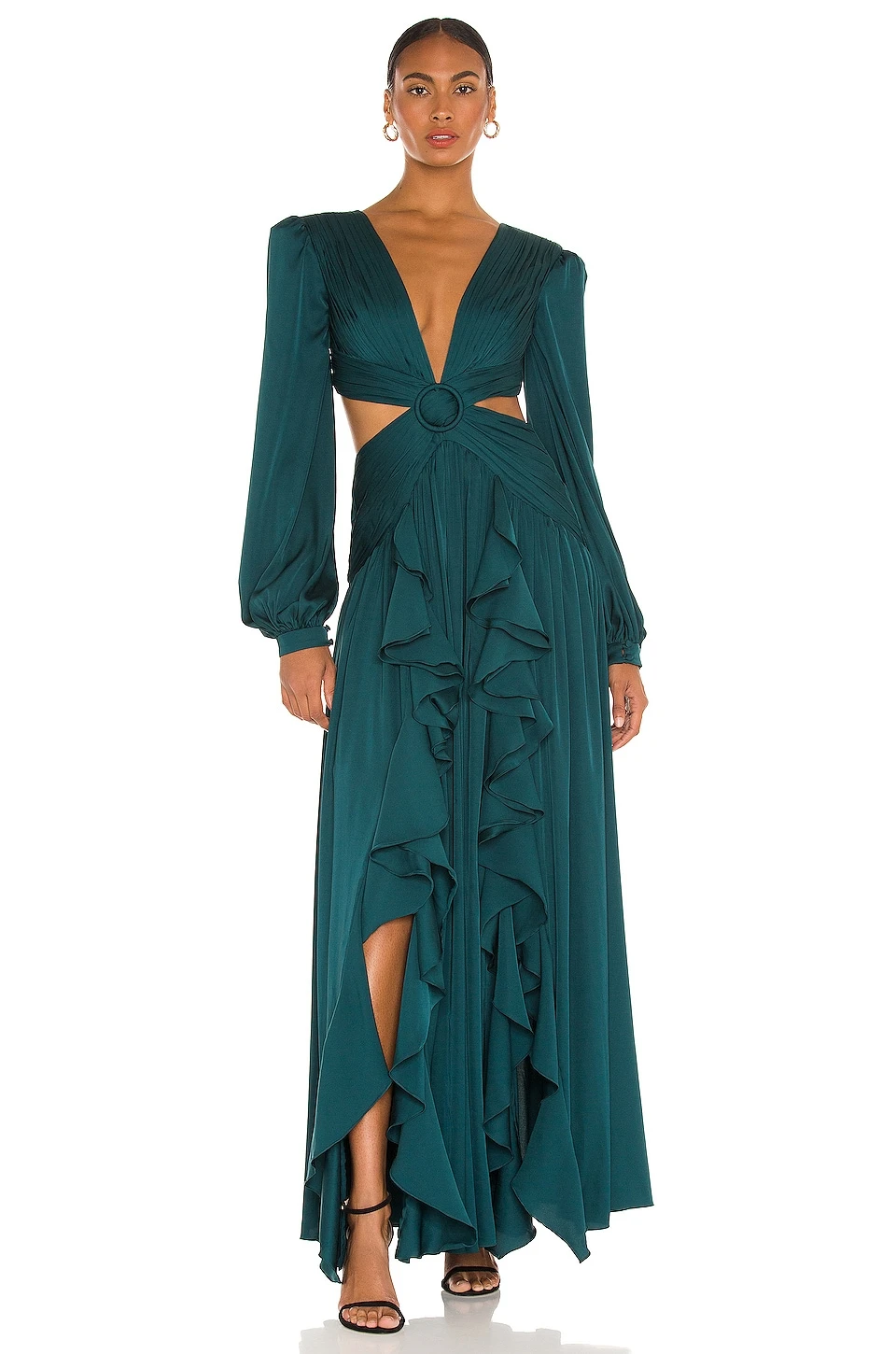 Cutout Plunge Gown Prussian Green 1 Cutout Plunge Gown Prussian Green