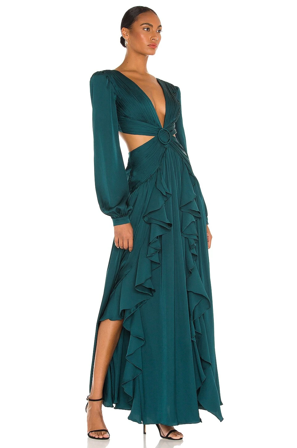 Cutout Plunge Gown Prussian Green 2 Cutout Plunge Gown Prussian Green - Image 2