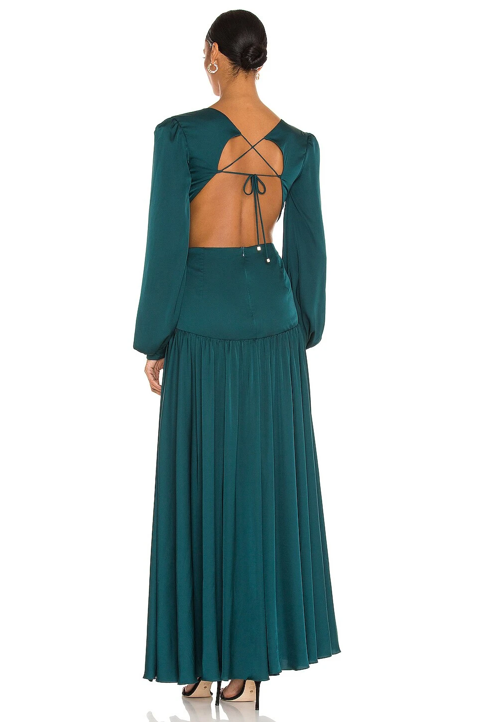 Cutout Plunge Gown Prussian Green 3 Cutout Plunge Gown Prussian Green - Image 3