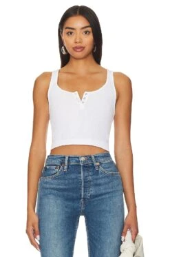 RE/DONE Henley Tank Optic White