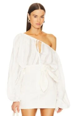 Stripe Detailed Blouse White Patterned