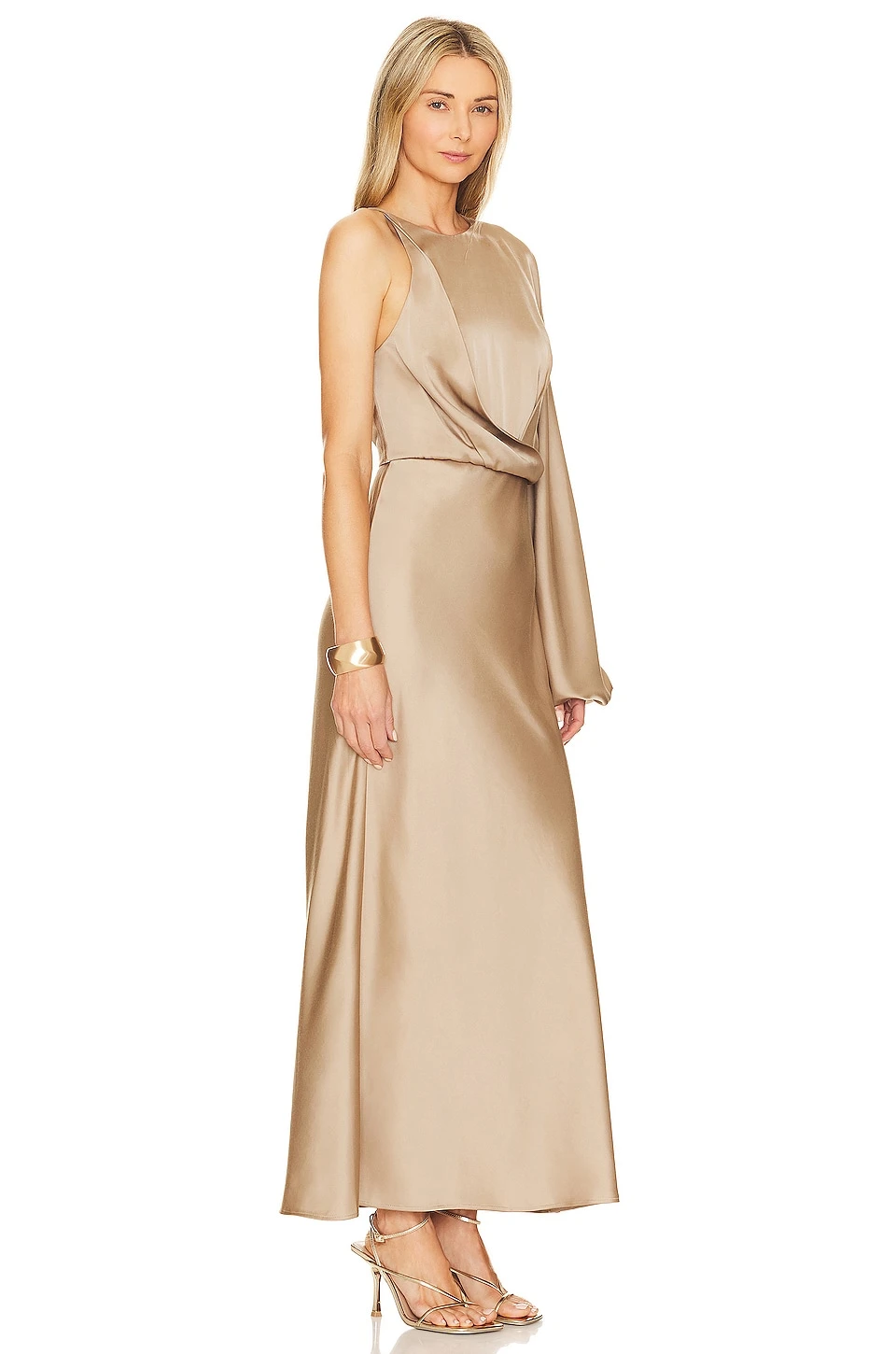 Alessia One Shoulder Dress Latte 2 Alessia One Shoulder Dress Latte - Image 2
