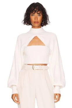 Lia Crop Knit Top Cream