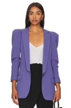Scrunch Sleeve Longline Blazer Deep Mauve