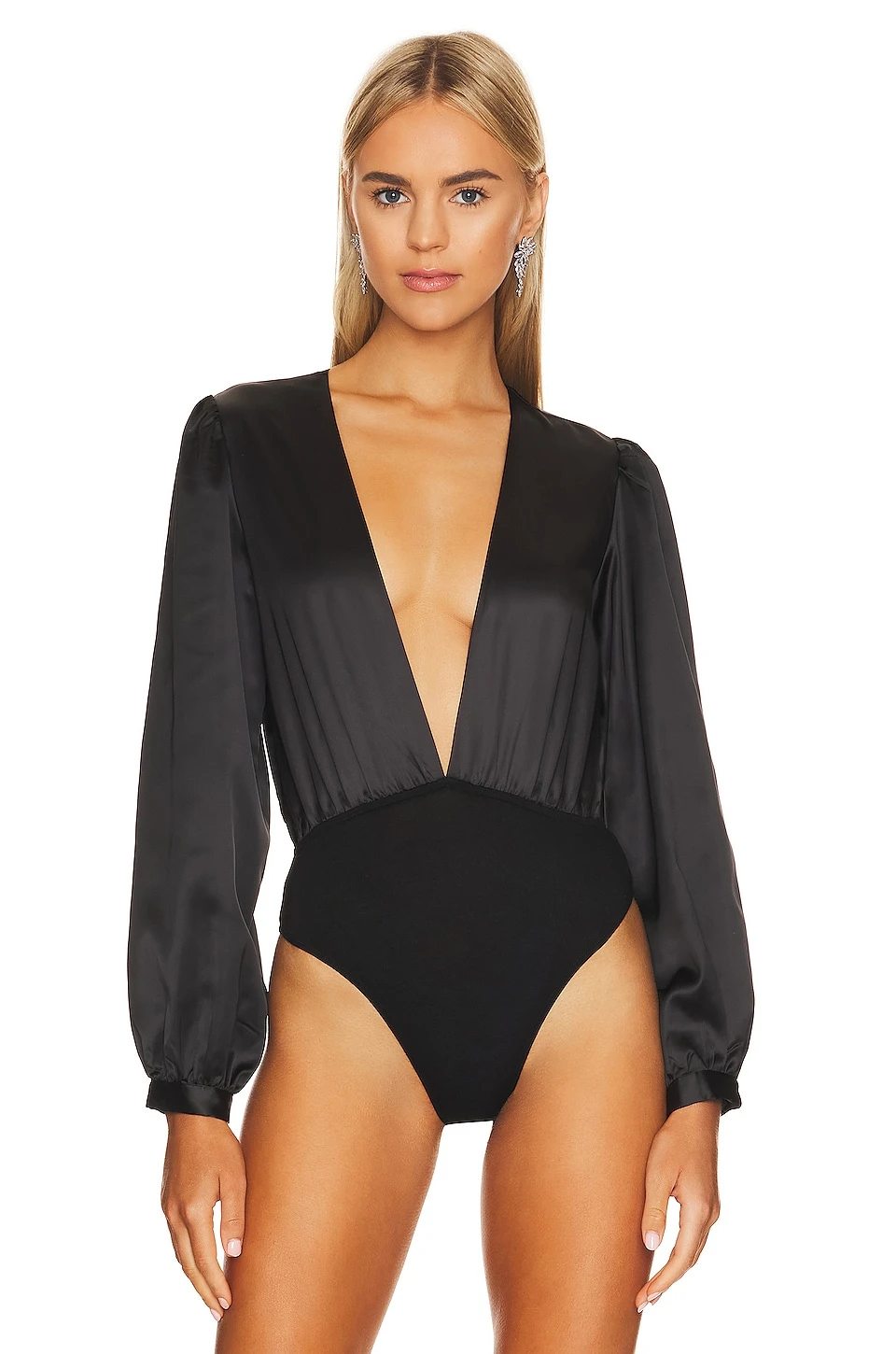 Tammie Deep V Bodysuit Black 2 Tammie Deep V Bodysuit Black - Image 2