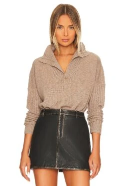 Splendid Nora Cashmere Sweater Heather Toast