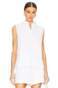 THEORY Sleeveless Polo White