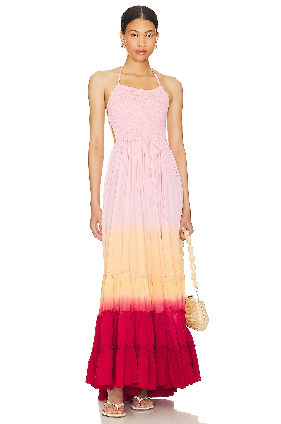 Naia Maxi Dress Orange Red Sunset Ombre