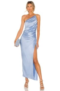 X REVOVLE One Shoulder Midi Dress Sky