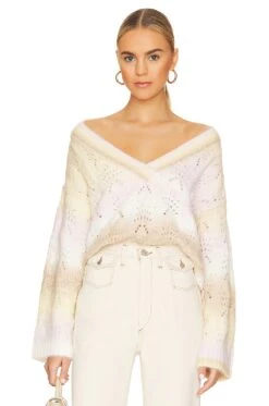 Nedra V Neck Sweater Light Pink Multi