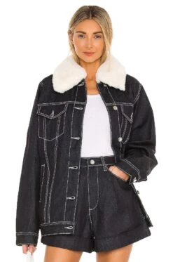 Oversized Faux Fur Jacket Deep Indigo