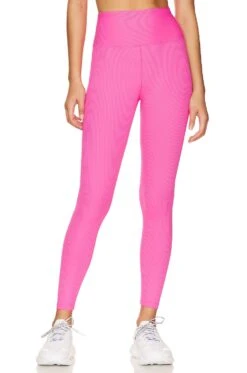 Ribbed High Legging Hot Pink